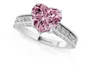 Heart-Shaped Hidden Halo Engagement Ring Setting for a Fancy Pink Lab-Grown Diamond | Milgrain Pave | Sterling Silver