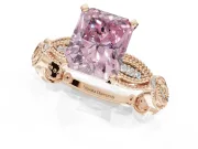 Radiant Cut Vintage Milgrain Engagement Ring Setting for a Fancy Pink Lab-Grown Diamond | Graduated Stations | Rose Gold