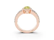 Fancy Yellow Marquise Cut Diamond Halo Ring Set in Rose gold with Pavé Split Shank and Prong Setting