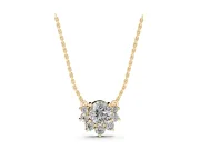 Round Lab-Grown Diamond Fan Cluster Pendant Necklace | Open Top | Yellow Gold