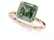 Asscher Cut Hidden Halo Ring Setting for a Fancy Green Lab-Grown Diamond | Rose Gold