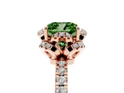 Cushion Cut Floral Petal Halo Engagement Ring Setting for a Fancy Green Lab-Grown Diamond | Pavé Band | Rose Gold