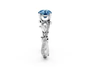 Fancy Blue Round Cut Diamond Pavé Twist Band Solitaire Ring Set in Silver with Prong Setting