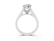 Heart-Shaped Graduated Pavé Solitaire Engagement Ring Setting | Wide Pavé Row Band | White Gold