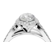 Marquise Halo Pavé Engagement Ring Setting | Narrow Split Shank | White Gold