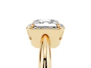 Asscher Cut Halo Engagement Ring Setting | Plain Tapered Band | Yellow Gold