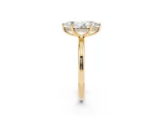 Marquise Hidden Halo Engagement Ring Setting | Thin Plain Band | Yellow Gold