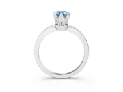 Fancy Blue Pear Cut Diamond Solitaire Engagement Ring Set in Silver with Slim Tapered Solitaire Band