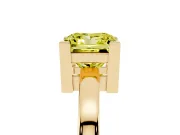 Fancy Yellow Princess Cut Diamond Solitaire Ring Set in Yellow gold with Prong Head and Smooth Polished Band