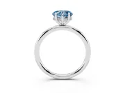 Fancy Blue Heart Cut Diamond Solitaire Ring Set in White gold with Thin Band and Prong Setting