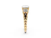 Princess Cut Diamond Three-Stone Ring Set in Yellow gold with Braided Band