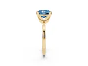 Fancy Blue Radiant Cut Diamond Solitaire Engagement Ring Set in Yellow gold with Slim Tapered Solitaire Band