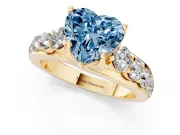 Heart-Shaped Engagement Ring Setting for a Fancy Blue Lab-Grown Diamond | Yellow Gold - Design NV-24645