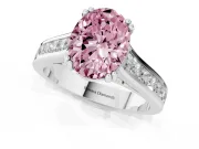 Oval Cathedral Channel Set Engagement Ring Setting for a Fancy Pink Lab-Grown Diamond | Double Claw Prongs | White Gold