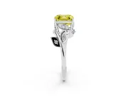 Asscher Cut Twisted Bypass Engagement Ring Setting for a Fancy Yellow Lab-Grown Diamond | Leaf Vine | Sterling Silver
