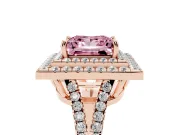 Princess Cut Halo Engagement Ring Setting for a Fancy Pink Lab-Grown Diamond | Rose Gold - Design NV-24799