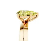 Fancy Yellow Pear Cut Diamond Solitaire Engagement Ring Set in Yellow gold with Flat Band and Prong Setting