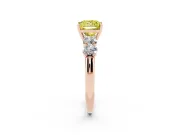 Princess Cut Five Stone Engagement Ring Setting for a Fancy Yellow Lab-Grown Diamond | Prong Set Side Stones | Rose Gold