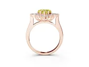 Fancy Yellow Heart Cut Diamond Cluster Halo Ring Set in Rose gold with Marquise and Round Accents