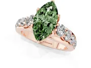 Marquise Graduated Engagement Ring Setting for a Fancy Green Lab-Grown Diamond | Rose Gold