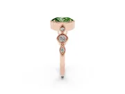 Fancy Green Oval Cut Diamond Vintage-Inspired Milgrain Ring Set in Rose gold with Marquise Stations of Round Accents