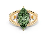 Marquise Rope Split Shank Engagement Ring Setting for a Fancy Green Lab-Grown Diamond | Yellow Gold