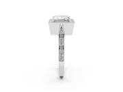 Princess Cut Vintage Milgrain Halo Engagement Ring Setting | Side Stones and Pave | Platinum