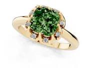 Cushion Cut Petal Halo Engagement Ring Setting for a Fancy Green Lab-Grown Diamond | Yellow Gold