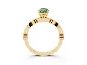 Fancy Green Pear Cut Diamond Solitaire Engagement Ring Set in Yellow gold with Milgrain Bezel Accent Band