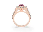 Radiant Cut Large Accent Halo Engagement Ring Setting for a Fancy Pink Lab-Grown Diamond | Rose Gold