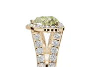 Heart-Shaped Halo Pavé Engagement Ring Setting for a Fancy Yellow Lab-Grown Diamond | Narrow Split Shank | Yellow Gold