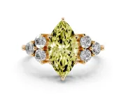 Marquise Cluster Side Stone Engagement Ring Setting for a Fancy Yellow Lab-Grown Diamond | Plain Band | Yellow Gold