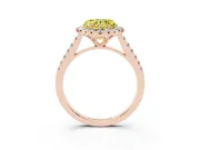Heart-Shaped Raised Halo Engagement Ring Setting for a Fancy Yellow Lab-Grown Diamond | Rose Gold