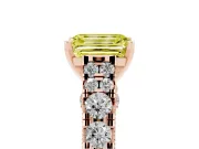 Emerald Cut Graduated Cathedral Engagement Ring Setting for a Fancy Yellow Lab-Grown Diamond | Side Stones | Rose Gold
