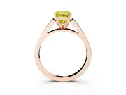 Fancy Yellow Radiant Cut Diamond Solitaire Engagement Ring Set in Rose gold with Prong Setting and Tapered Band