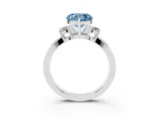 Fancy Blue Three-Stone Heart Cut Diamond Twist Band Ring Set in Silver with Pavé Accents and Prong Setting