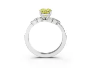 Fancy Yellow Oval Cut Diamond Solitaire Ring Set in Silver with Marquise Twist Band and Prong Setting