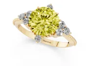 Round Cluster Engagement Ring Setting for a Fancy Yellow Lab-Grown Diamond | Yellow Gold