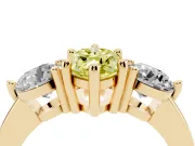 Marquise Three Stone Engagement Ring Setting for a Fancy Yellow Lab-Grown Diamond | Open Prong Baskets | Yellow Gold
