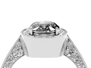Oval Milgrain Halo Engagement Ring Setting for a Black Center | Side Stones | Platinum