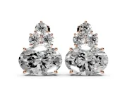 Oval Lab-Grown Diamond East-West Cluster Stud Earrings | Round Accent Trio | Rose Gold