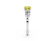 Fancy Yellow Cushion Cut Diamond Cluster Engagement Ring Set in Silver with Pavé Band and Prong Setting