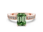 Emerald Cut Vintage Pavé Engagement Ring Setting for a Fancy Green Lab-Grown Diamond | Rose Gold