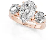 Pear-Shaped Three Stone Engagement Ring Setting | Round Side Stones and Open Baskets | Rose Gold