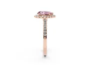 Pear-Shaped Halo Engagement Ring Setting for a Fancy Pink Lab-Grown Diamond | Pave Shoulders | Rose Gold