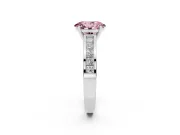 Fancy Pink Oval Cut Diamond Solitaire Ring Set in White gold with Channel-Set Band and Prong Setting
