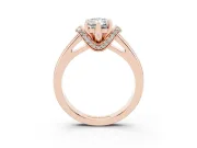 Radiant Cut Pavé Collar Solitaire Engagement Ring Setting | Wide Polished Band | Rose Gold