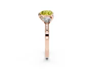 Heart-Shaped Hidden Halo Three Stone Engagement Ring Setting for a Fancy Yellow Lab-Grown Diamond | Rose Gold