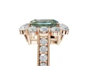 Emerald Cut Vintage Halo Engagement Ring Setting for a Fancy Green Lab-Grown Diamond | Rose Gold