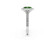 Radiant Cut Vintage Milgrain Halo Engagement Ring Setting for a Fancy Green Lab-Grown Diamond | Bezel Head | White Gold